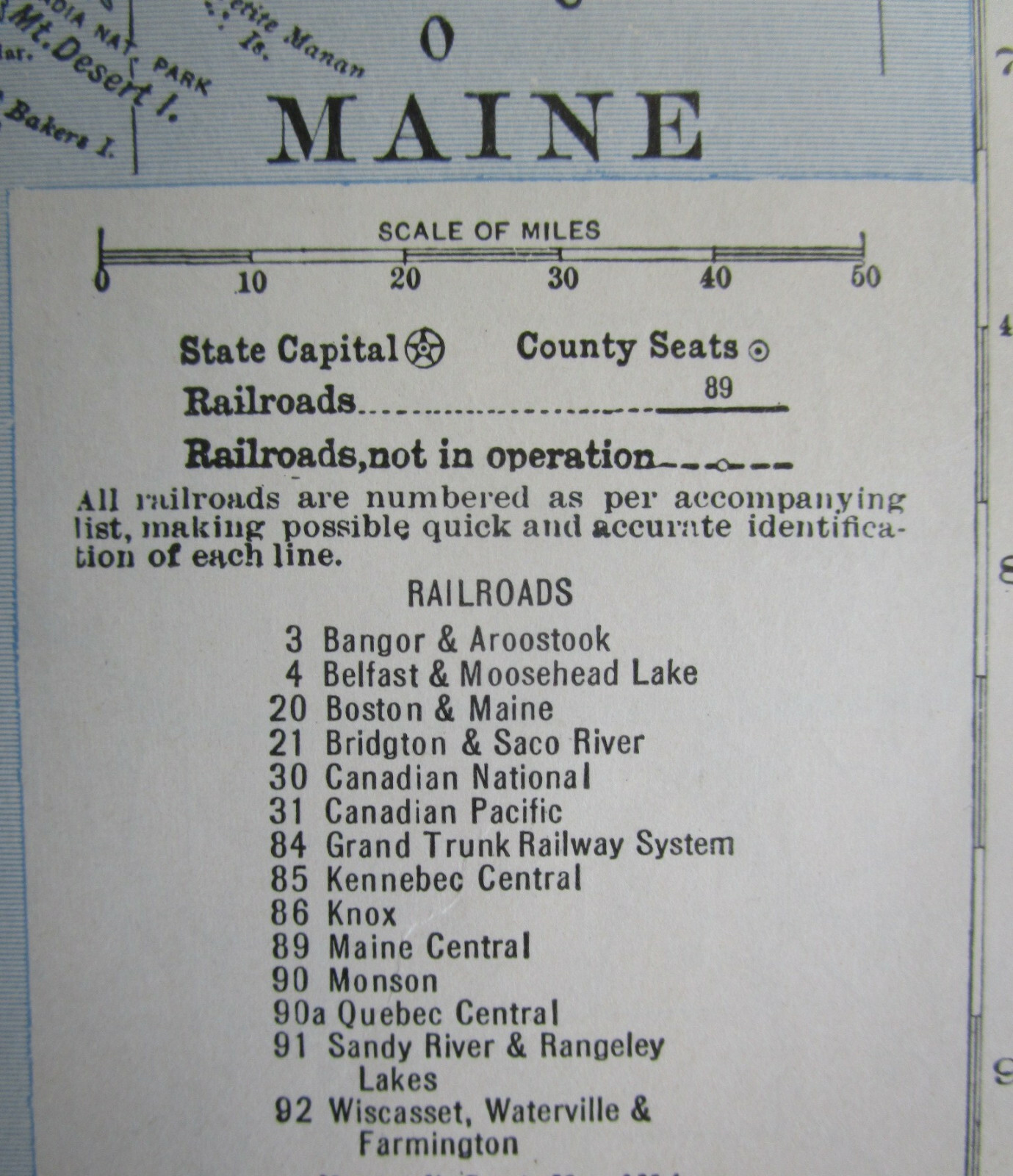 LA ME 1933 LOUISIANA RAILROAD Map GARYVILLE NORTHERN RR ~or~ MAINE. KNOX RR