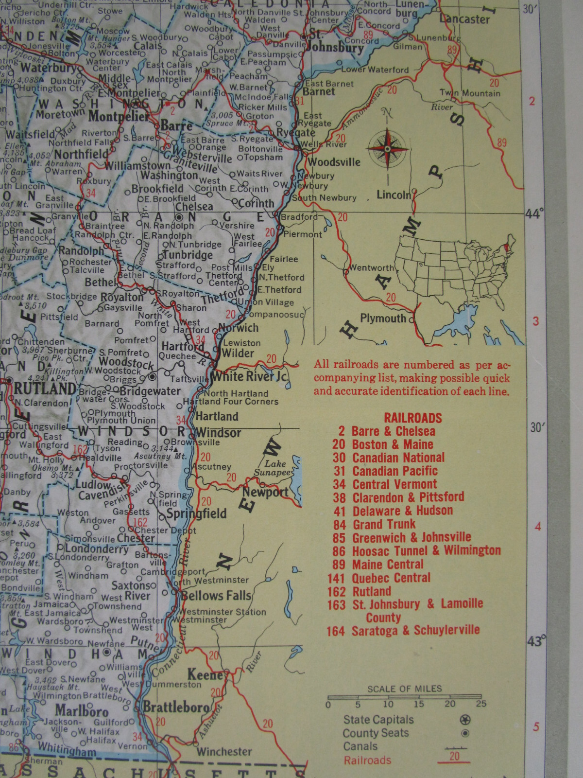 VA VT 1951 VIRGINIA RAILROAD Map NELSON & ALBEMARLE RR or VERMONT, RUTLAND RR