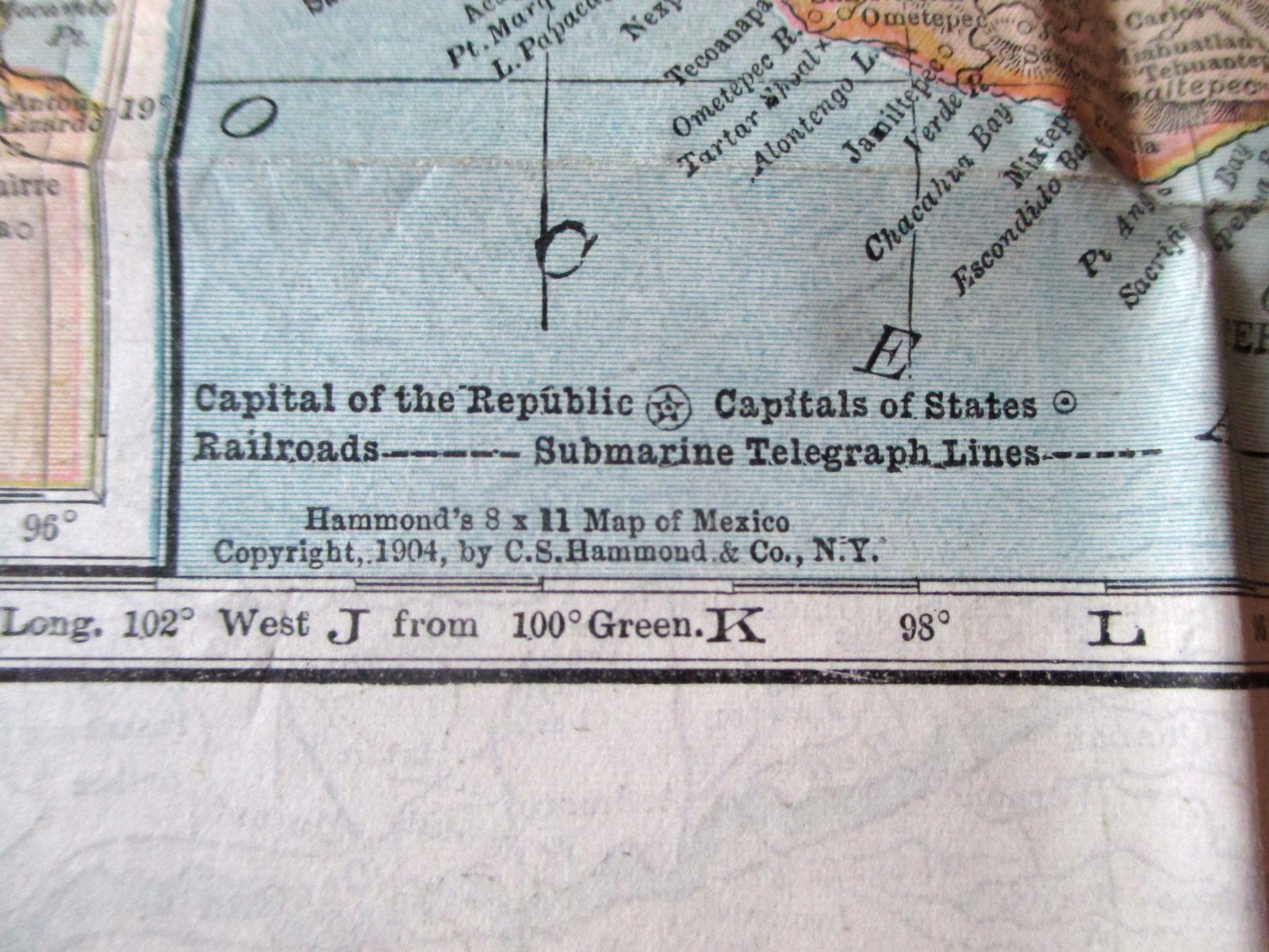 1906-UNITED STATES & CANADA HAMMONDS RAILROAD MAP & 1904 MEXICO HAMMONDS MAP-21″