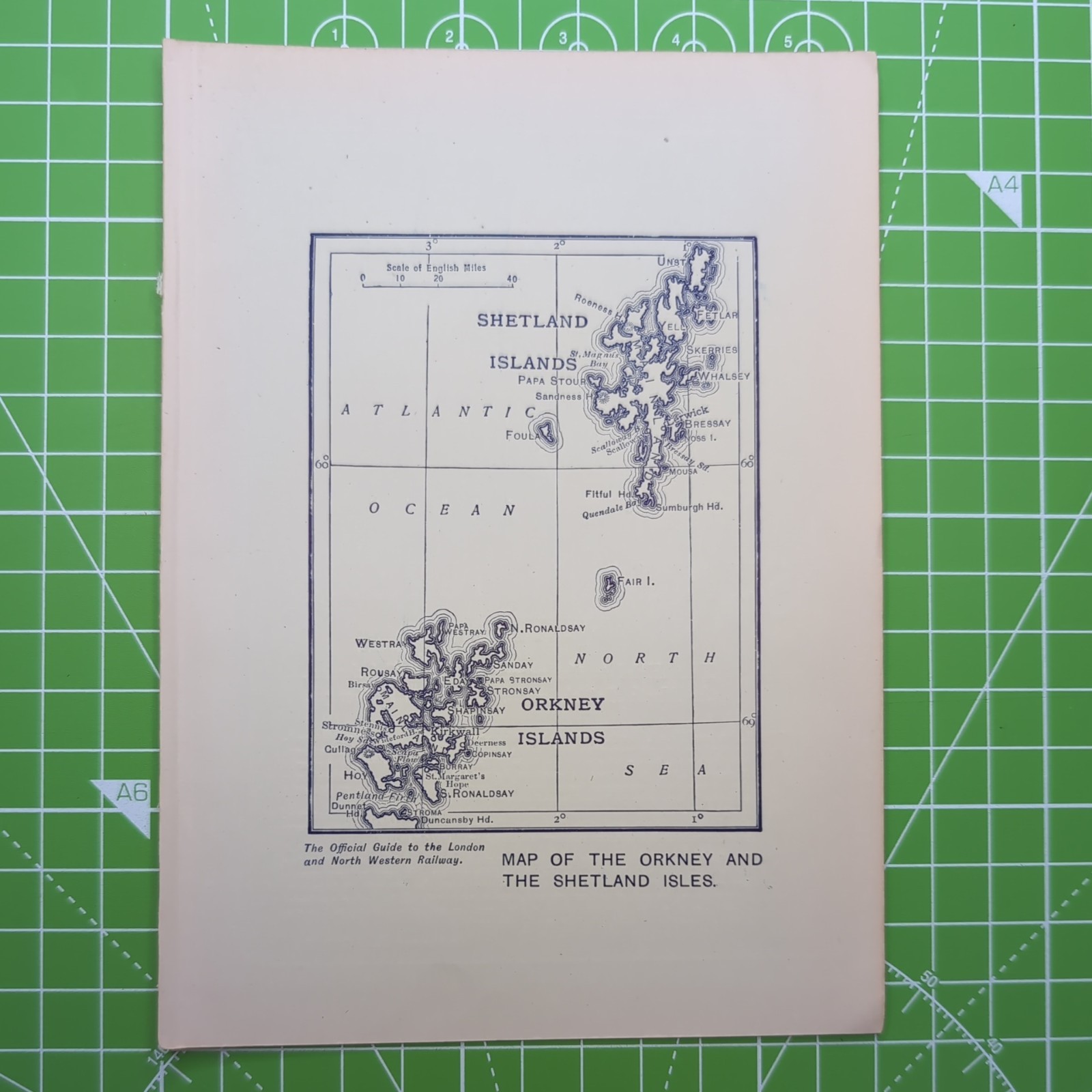 Original 1912 LNWR Map Of The Orkney And The Shetland Isles
