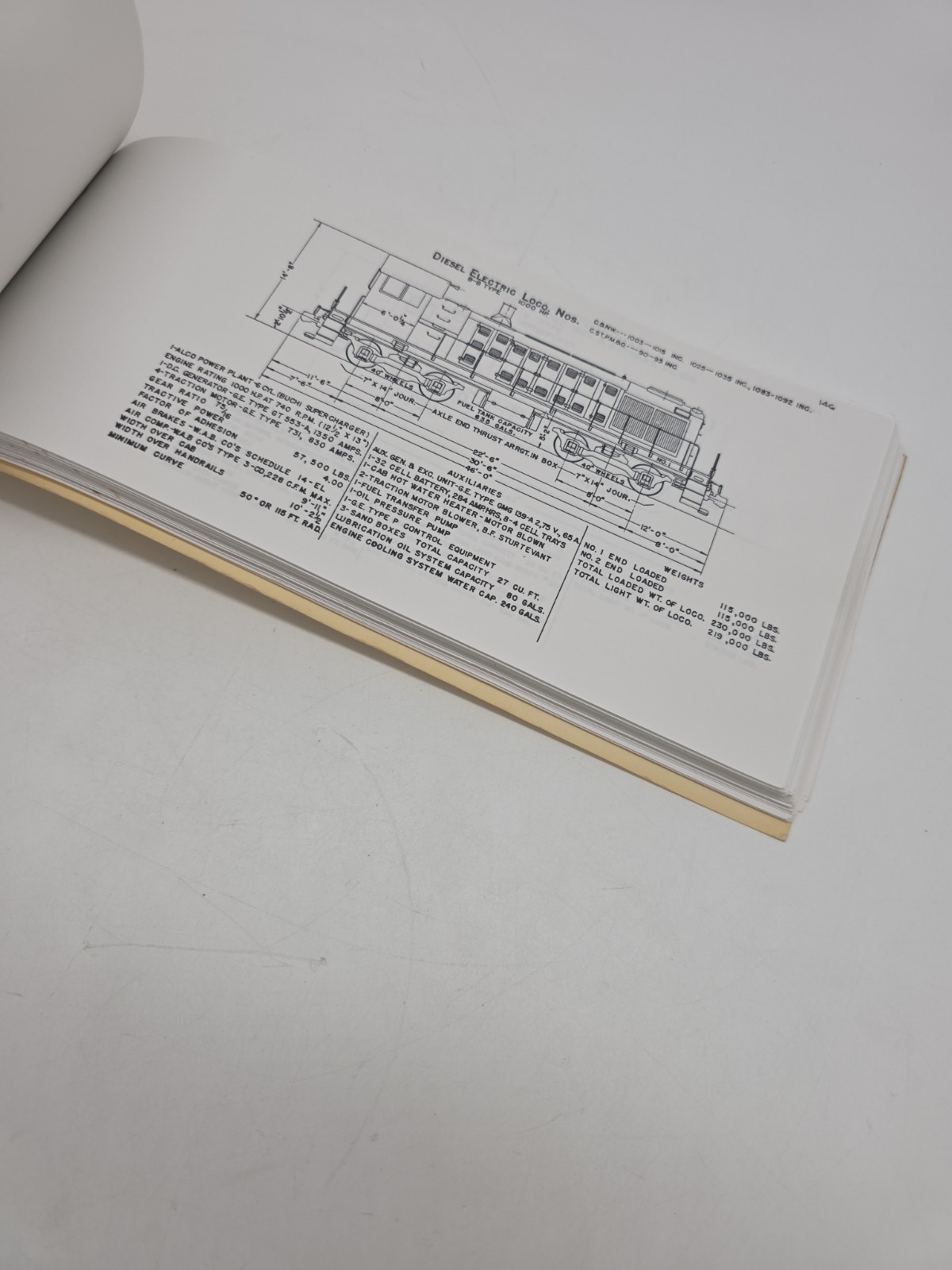 CHICAGO NORTH WESTERN RAILROAD LOCOMOTIVE BOOKLET PRINT DATA BLUEPRINT 1952