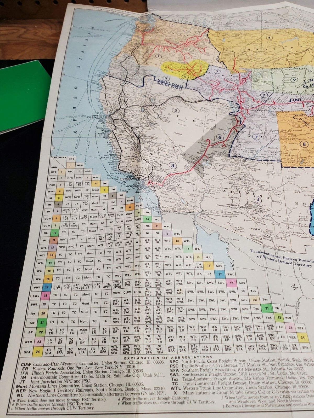January 1965 Union Pacific Railroad Freight Rate Territorial Map