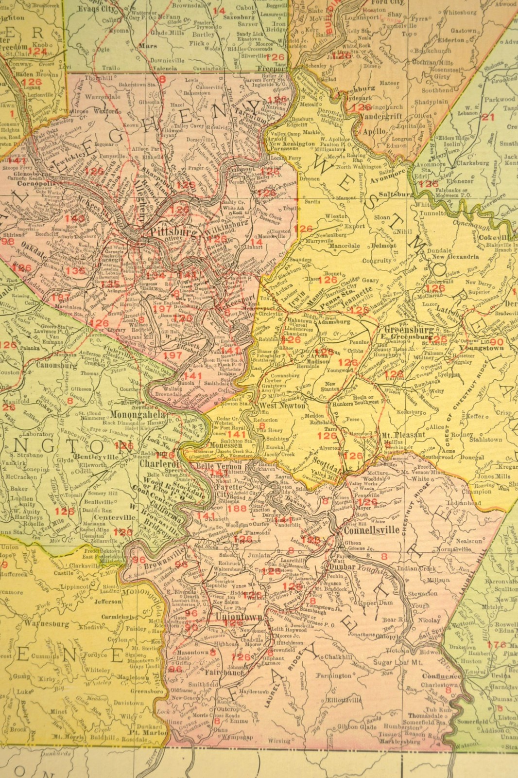 1911 Western Pennsylvania Railroad Map ORIGINAL Atlas Map Pennsylvania RR DATED