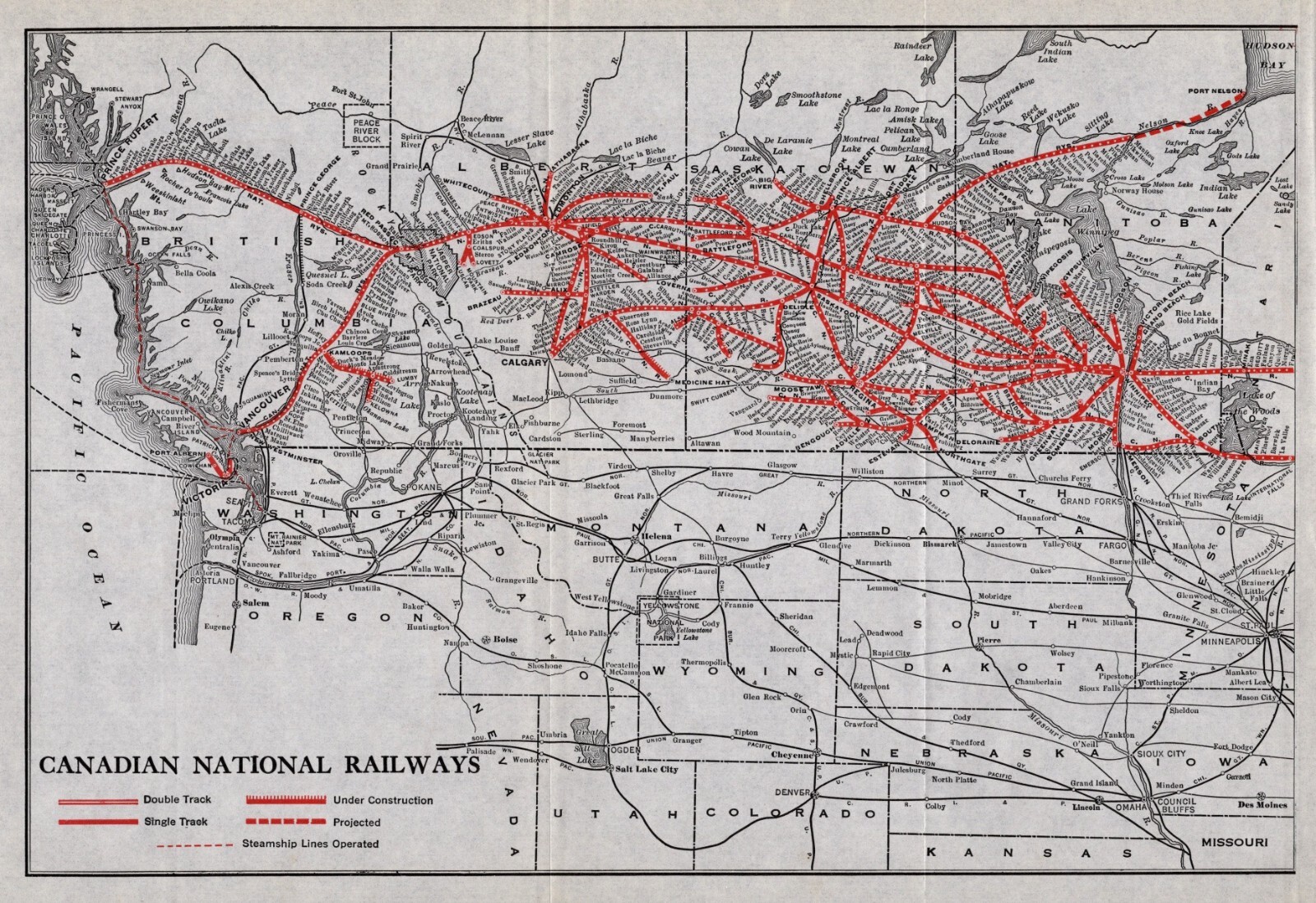 1924 Antique Canadian National Railway Map Canada Railroad Map 1443