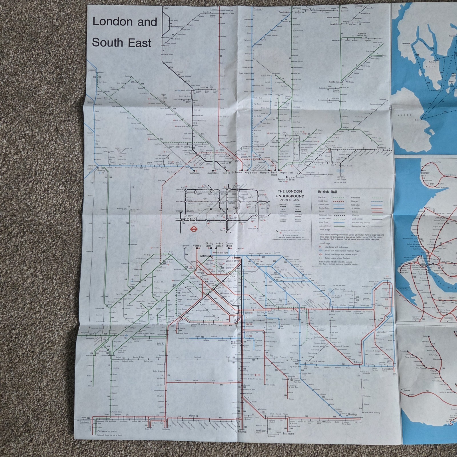 1976 British Railways Passenger Network Map Vintage Train Railwayana Ephemera