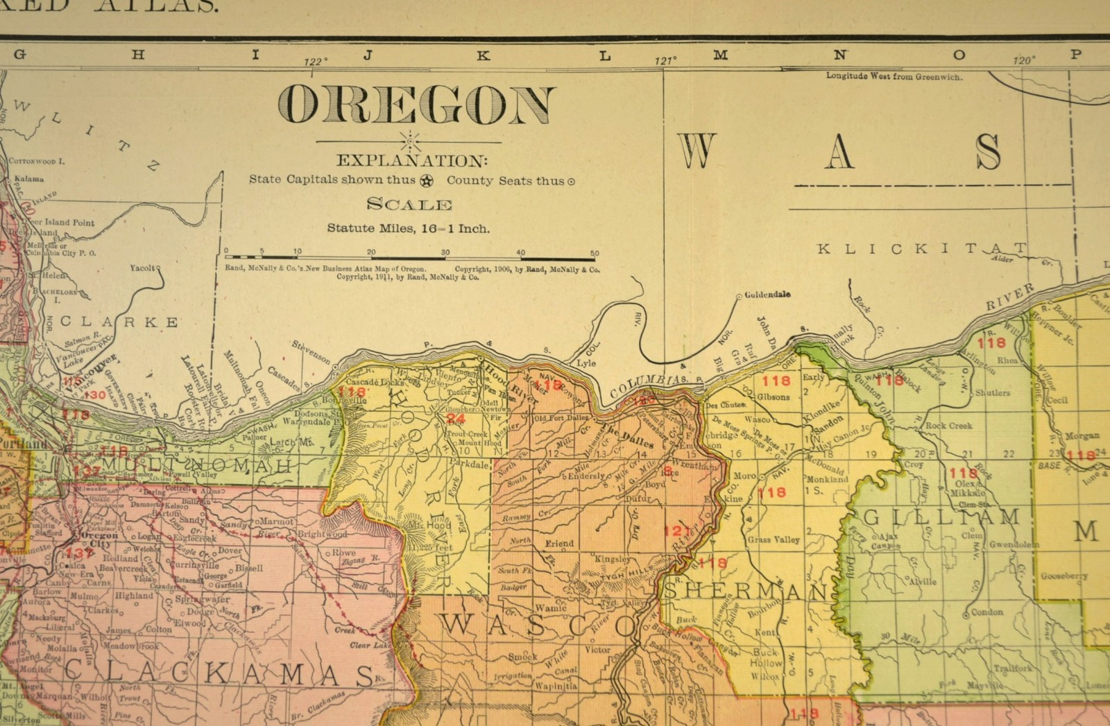 1911 Antique Map of Oregon Railroad Map ORIGINAL Southern Pacific Railroad DATED