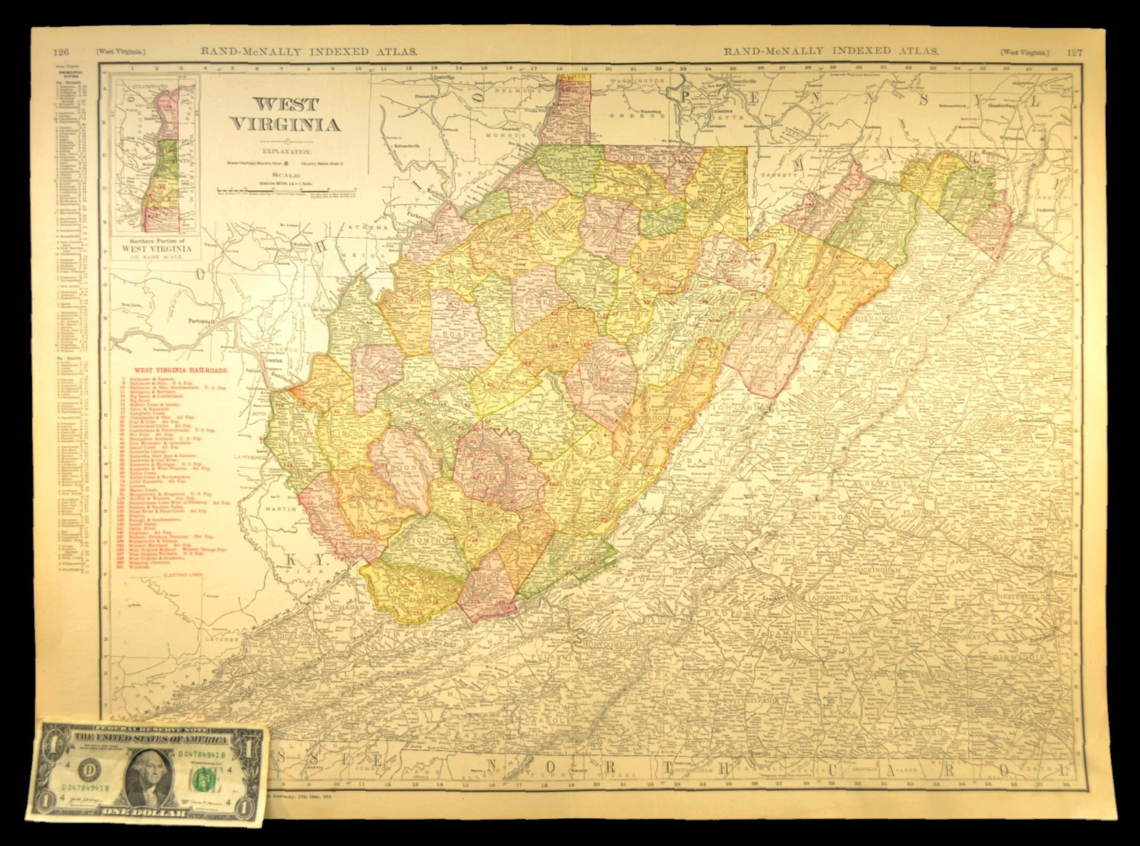 1911 Antique West Virginia Railroad Map ORIGINAL Atlas Coal & Coke Railway DATED