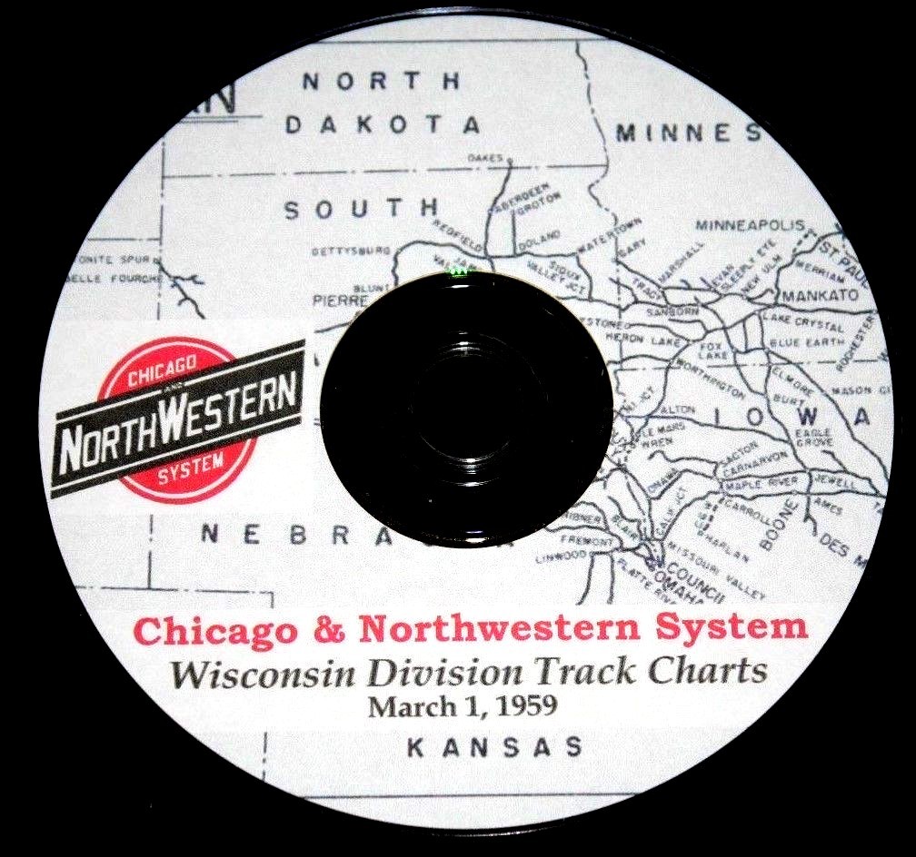 Chicago & Northwestern RR 1959 Wisconsin Division Track Chart PDF Pages on DVD
