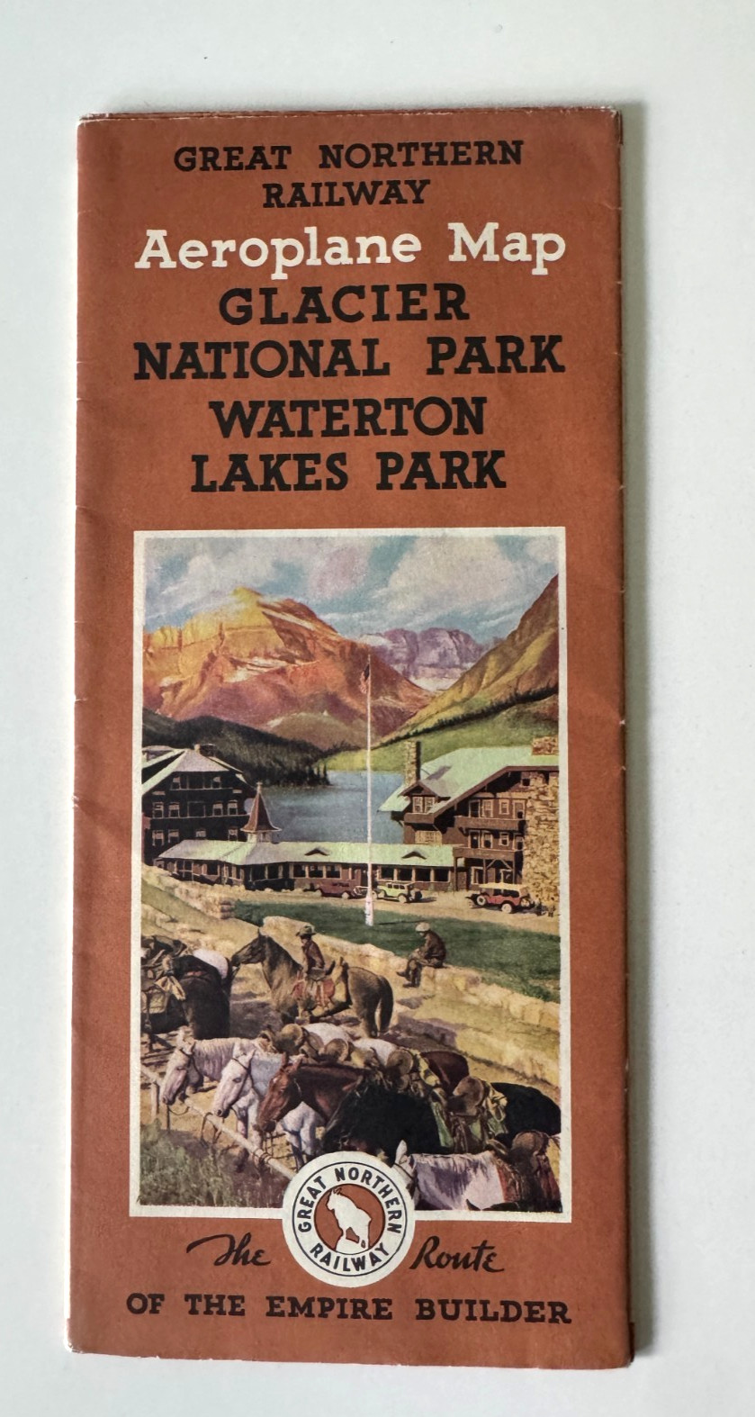 Vintage ca 1930s Great Northern Railway Aeroplane Map of Glacier National Park