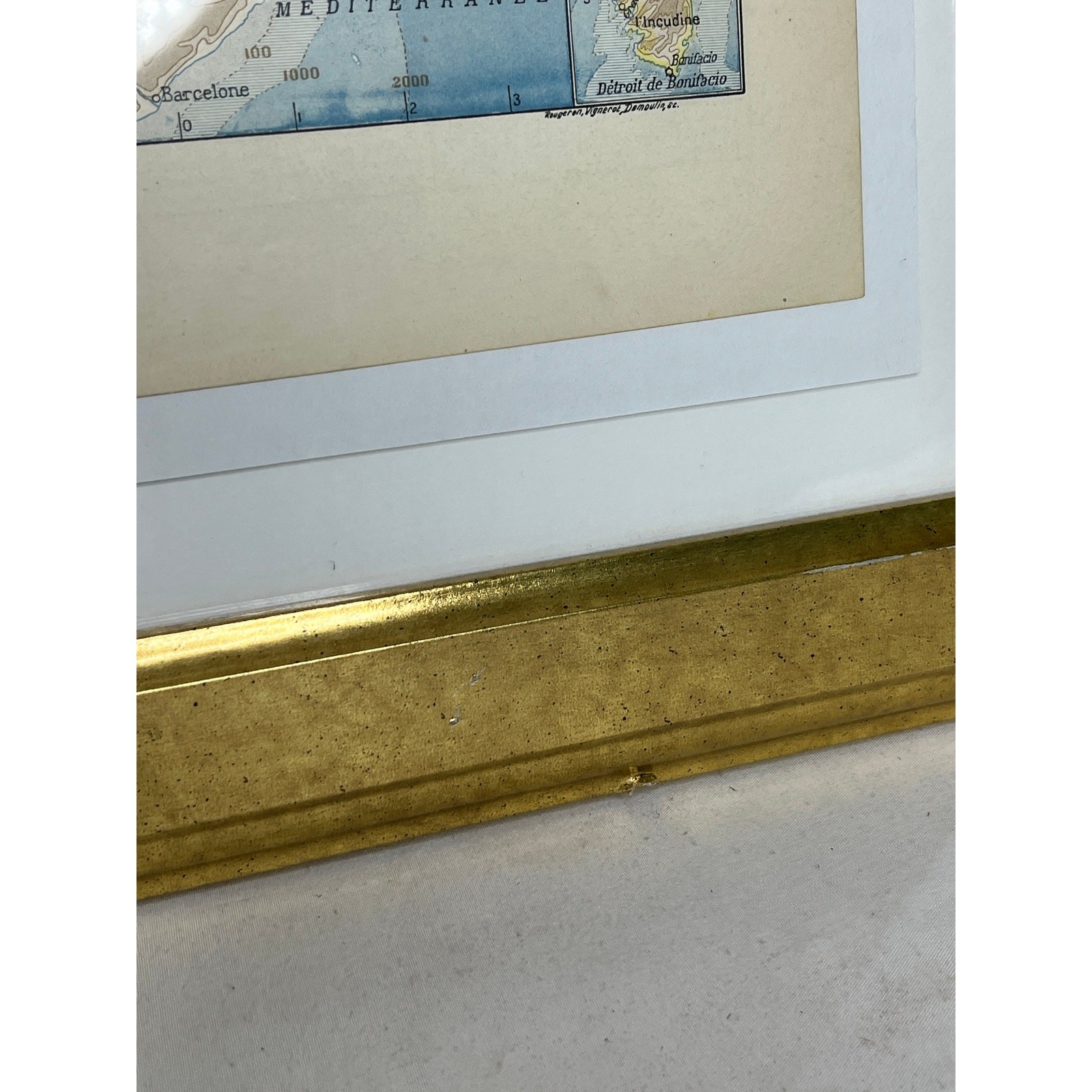 Vintage Gold Framed France Railroads and Waterways Maps from “Le Noveau Larousse