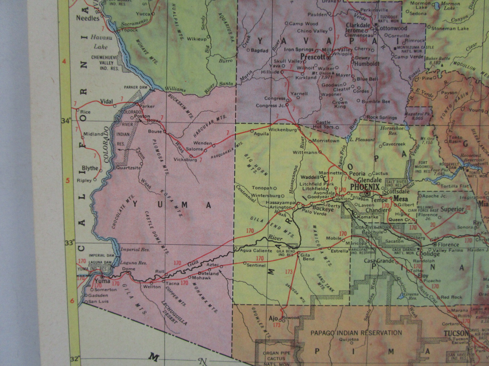 AZ AL 1959 ARIZONA Topographic RAILROAD Map APACHE RR ~or~ ALABAMA. TUSKEGEE RR