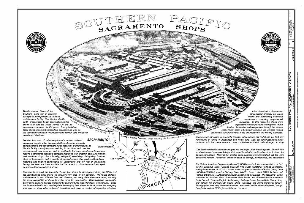 Southern Pacific Sacramento Shops Historic Drawings/Photos/Data PDF pages on DVD