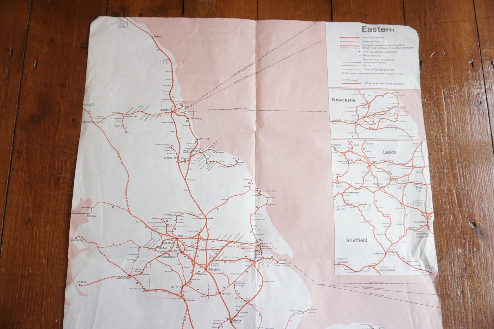 Jan 1972 British Rail Passenger Network Railway Map Eastern Region