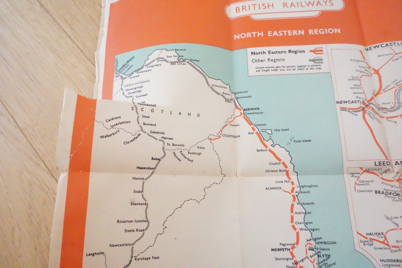 1957 British Rail North Eastern Passenger Network Railway System Map