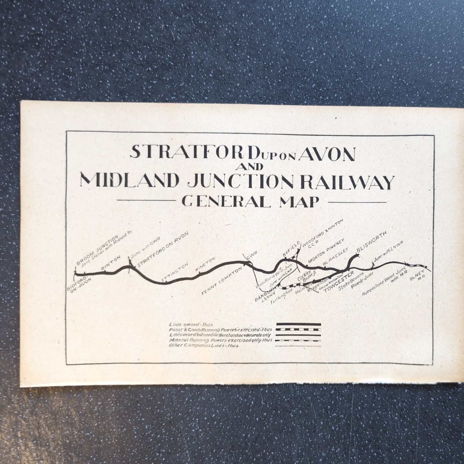 Original 1917 Railway map of Stratford upon Avon Midland Railway General Map
