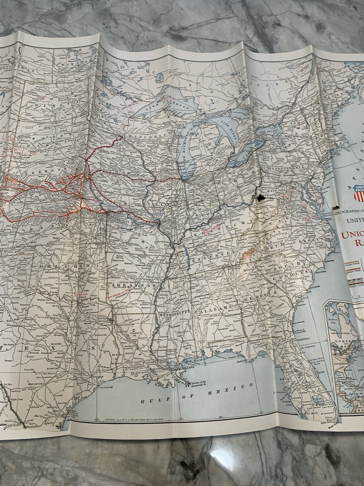 Vintage Map Of The United States Union Pacific Railroad Brochure Pamphlet
