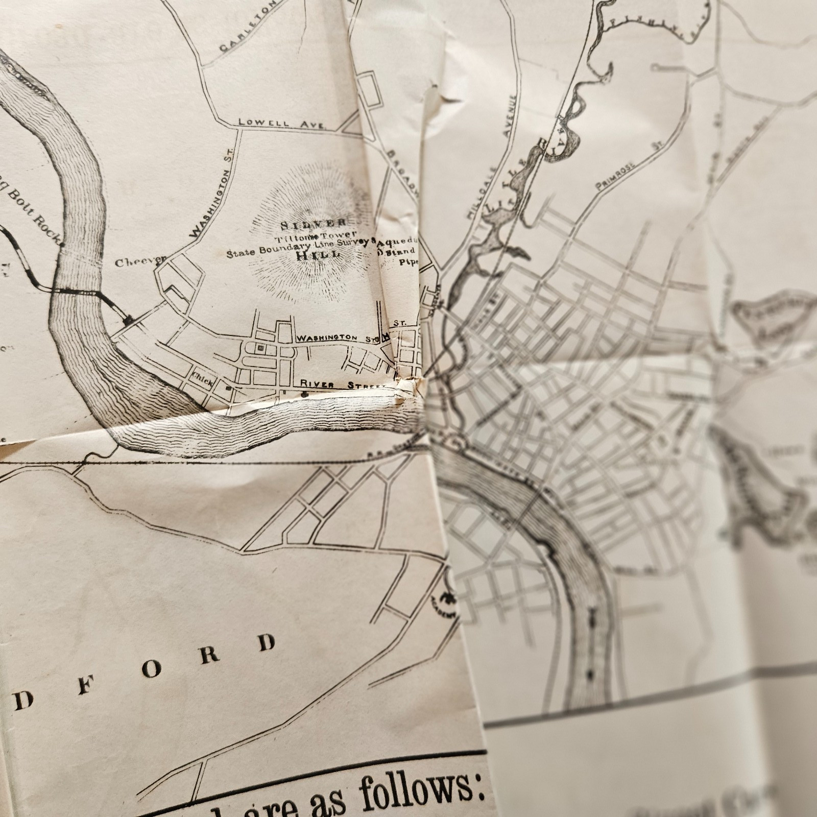 Original 1891 Map Proposed Haverhill & Lawrence MA Railroad