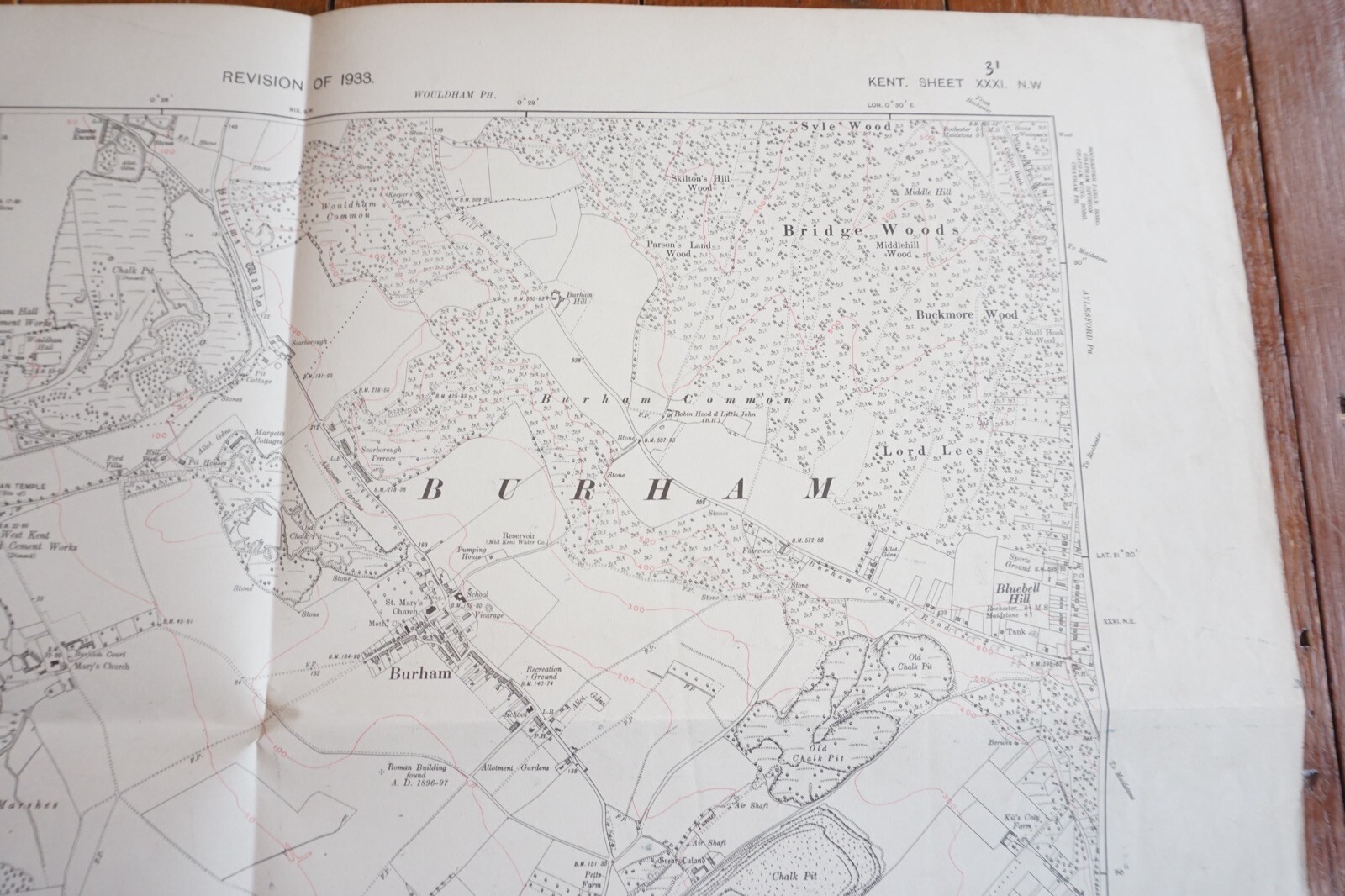 1933 Burnham Snodland Kent Southern Railway OS Map