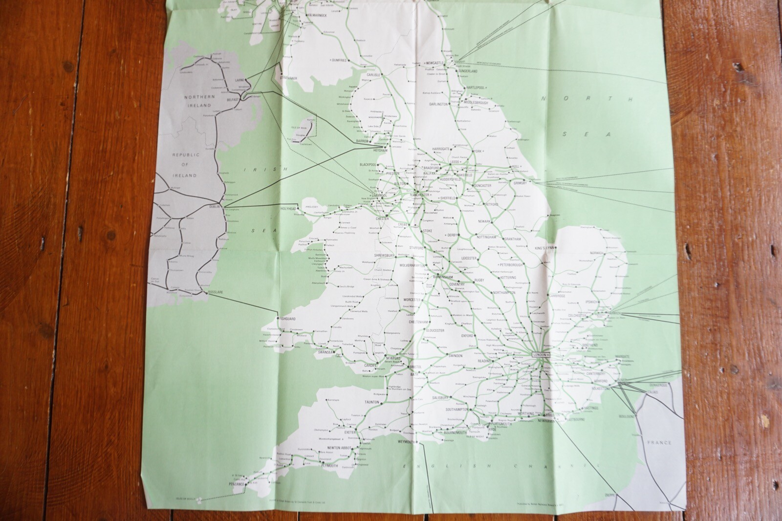 Jan 1971 British Rail Passenger Network Railway Map Southern Region VGC