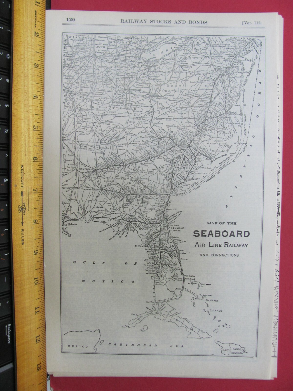SEABOARD AIR LINE RAILROAD ORIGINAL 1921 EASTERN SYSTEM MAP SAL ROUTE FL GA AL +