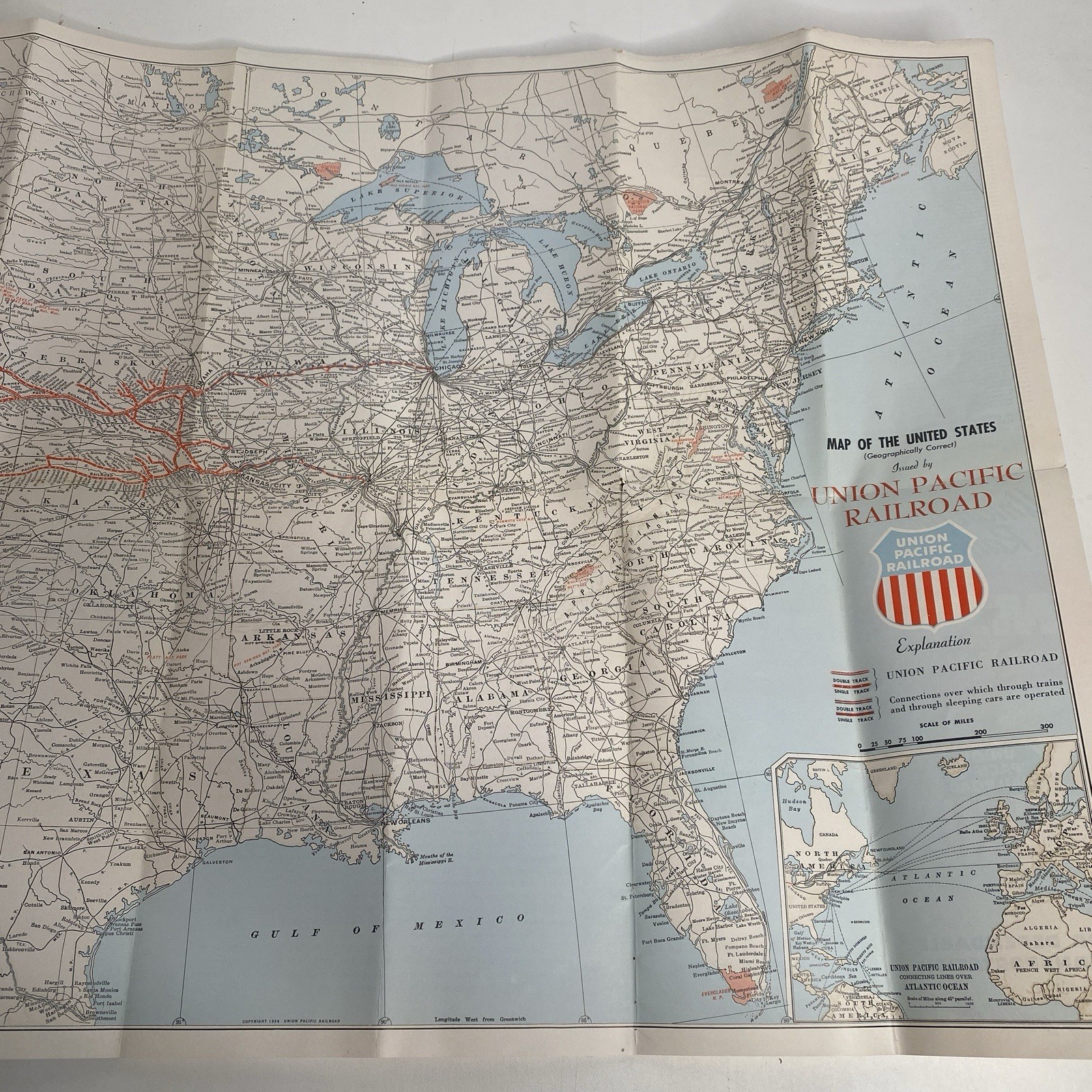 1956 UNION PACIFIC RAILROAD United States Map Train Connections Photos History