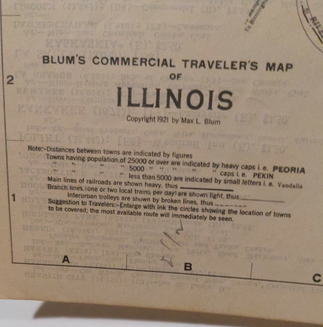 Blum’s Commercial Travelers Map Of Illinois, 1922-1923 Edition
