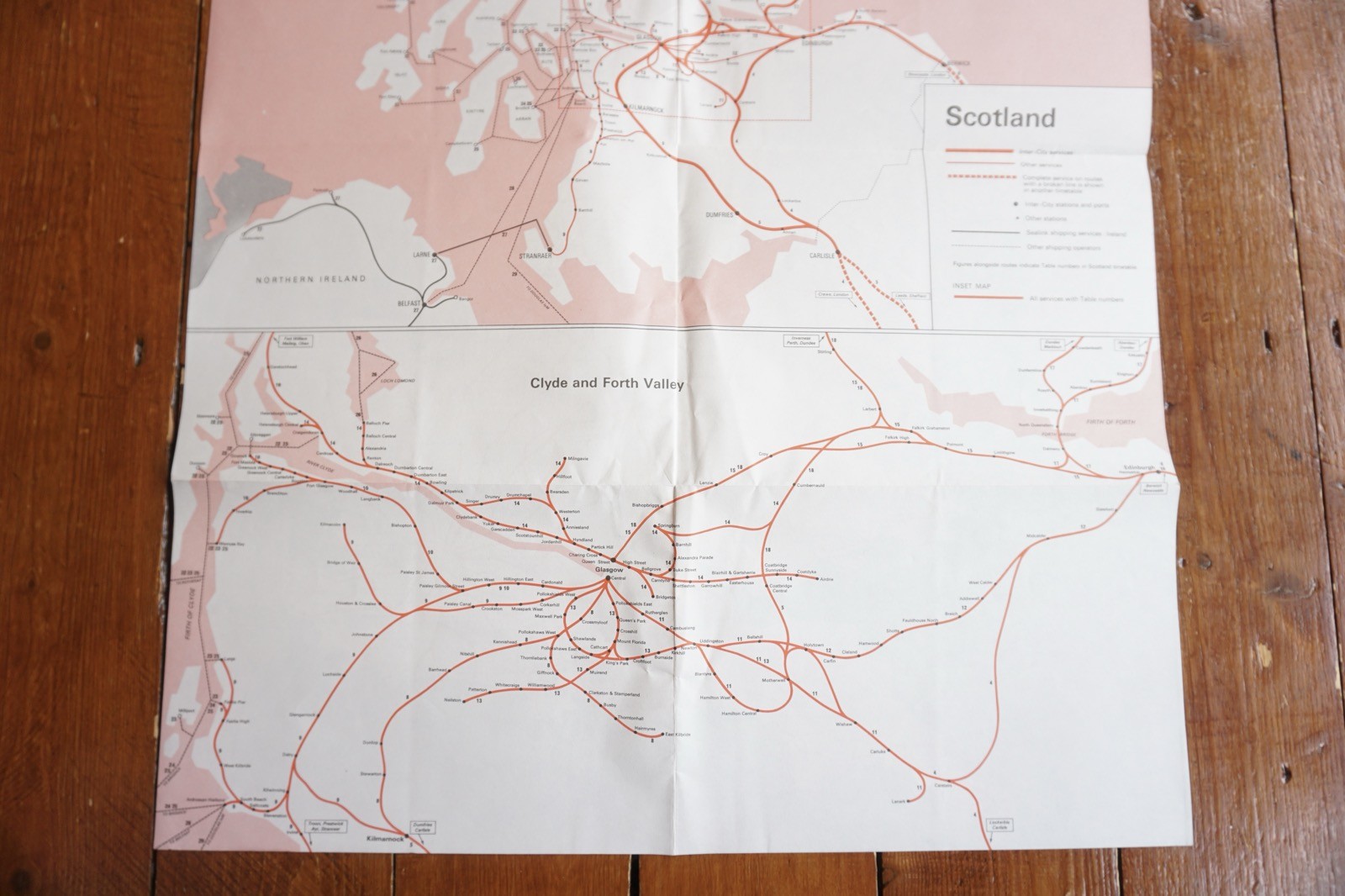 Jan 1972 British Rail Passenger Network Railway Map Scottish Region VGC