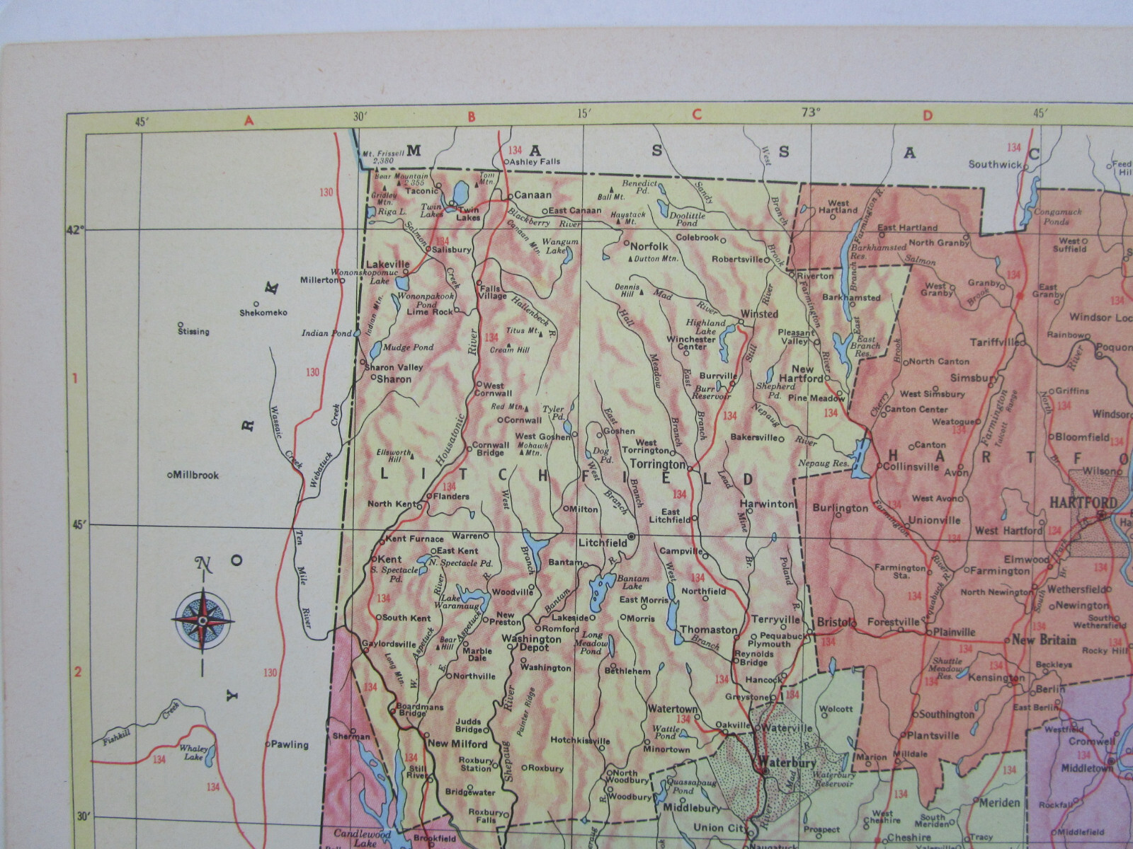 CO CT 1955 COLORADO RAILROAD Map SAN LUIS VALLEY SOUTHERN RR ~or~ CONNECTICUT