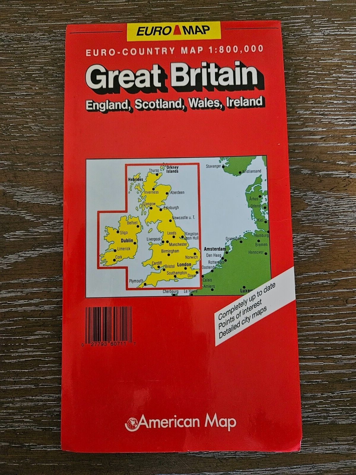 Great Britain England Scotland Wales Ireland Euromap American Map Corp 1:800,000