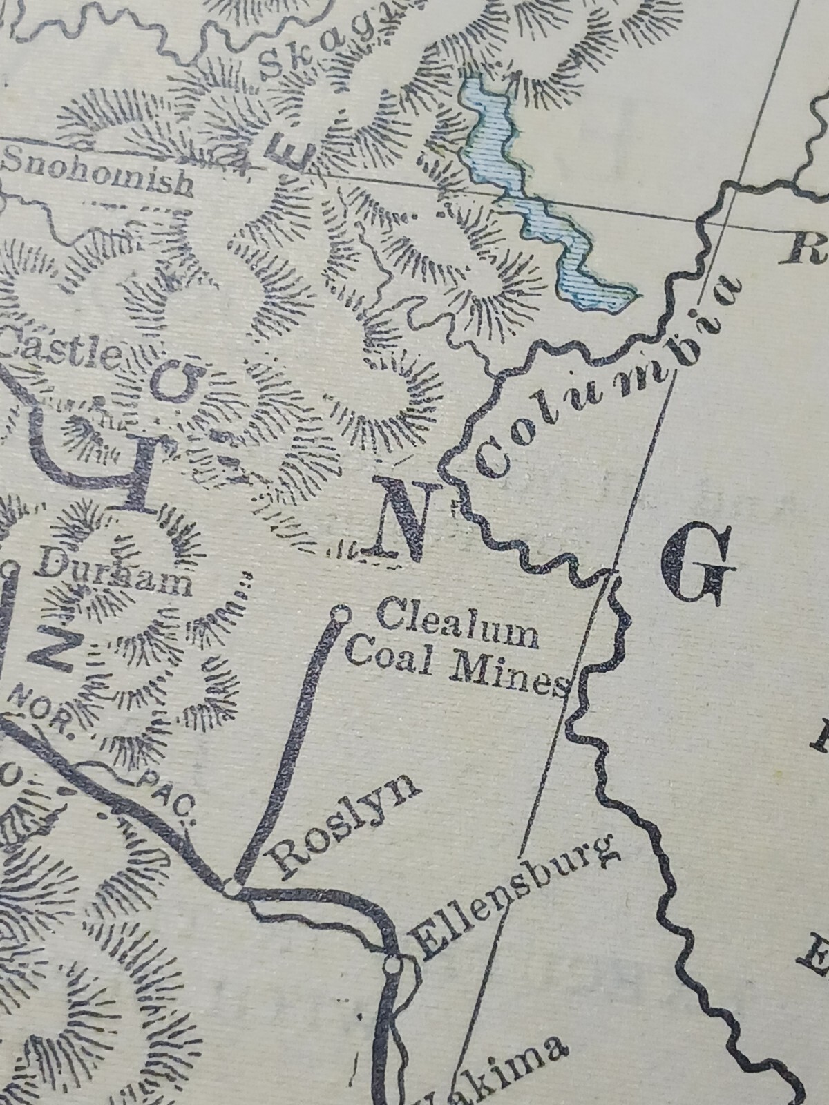 Original 1889 railroad map all train routes 11″x9″ WASHINGTON Oregon IDAHO
