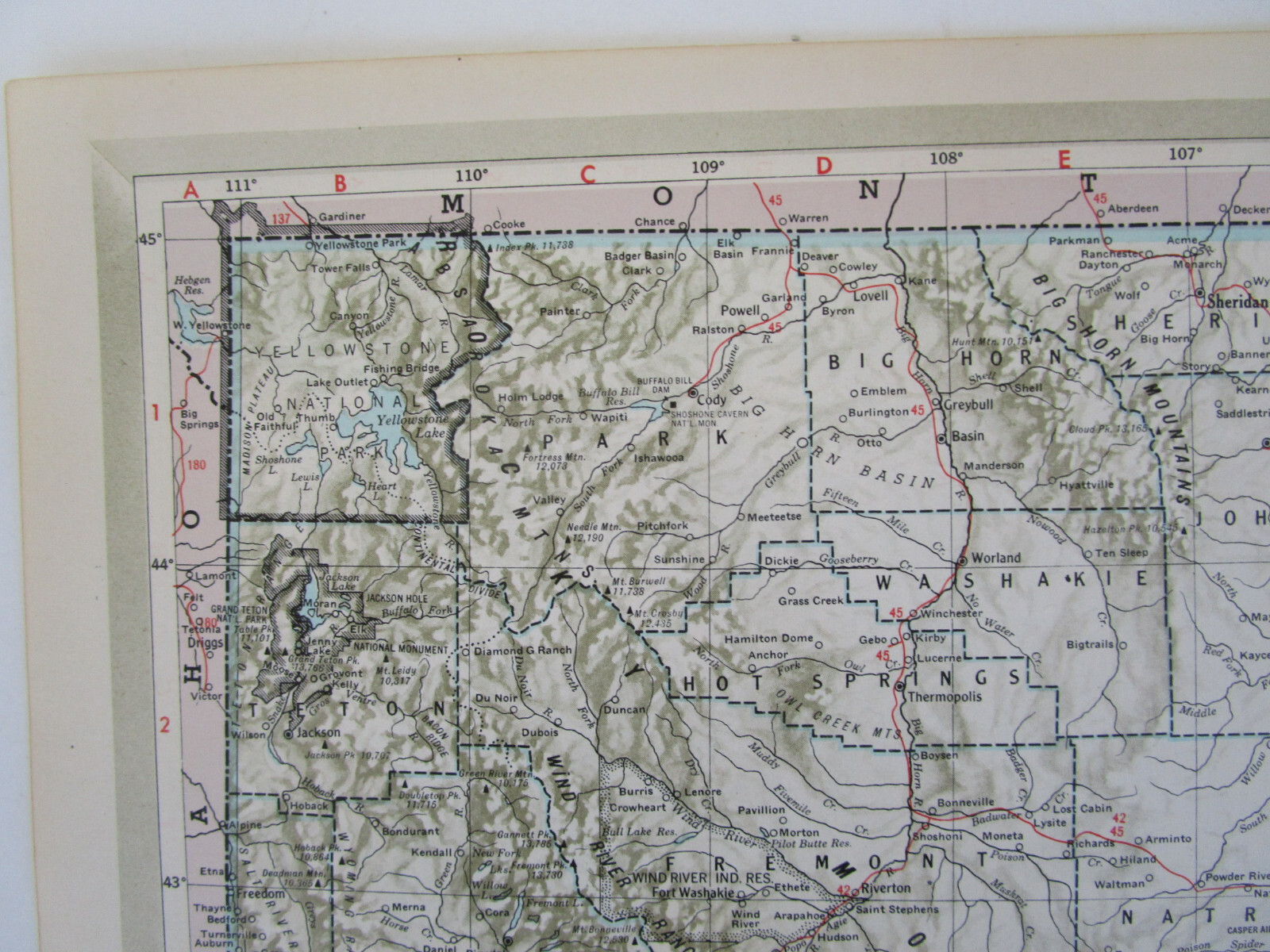 WI WY Vtg 1950 WISCONSIN RAILROAD Map LAONA & NORTHERN RR or WYOMING Map. CB&Q