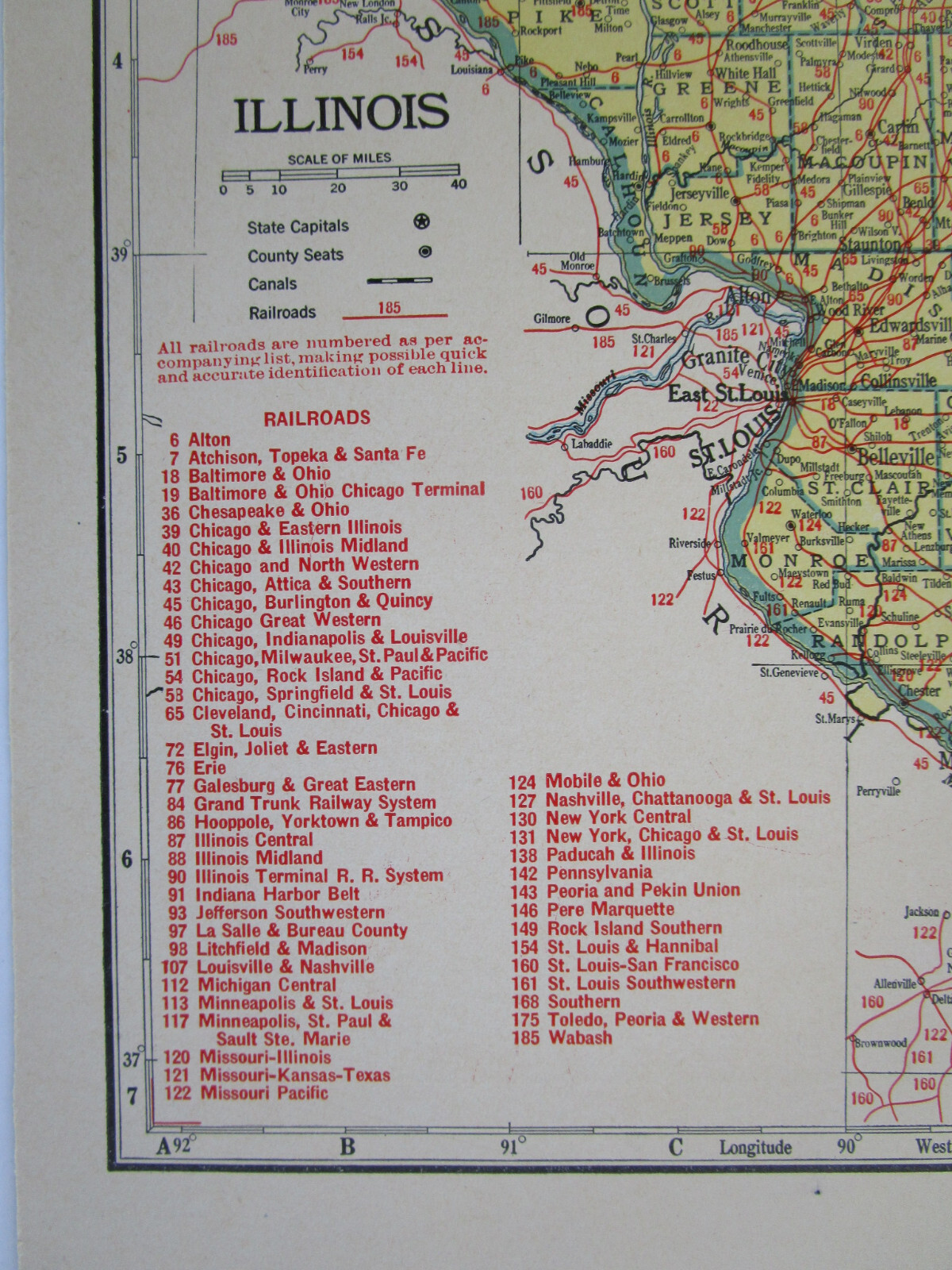 1942 ID RAILROAD Map NEZ PERCE & IDAHO RR ~or~ IL Map PADUCAH & ILLINOIS RR