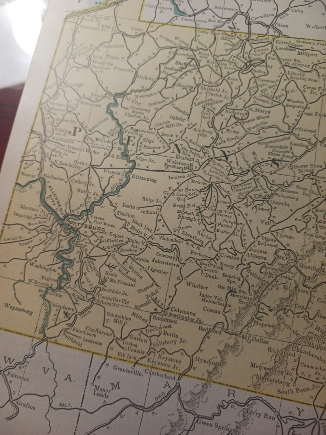 1905 Train Route Map PENNSYLVANIA New Jersey ALL old Railroad Lines Towns 11×9″