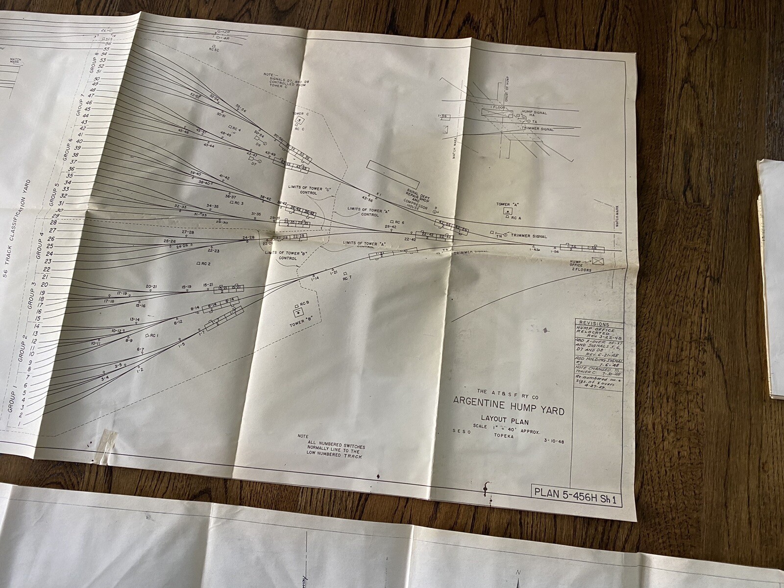 1940s/50s AT&SF Santa Fe Railway Argentine Kansas Railyard Railroad Map Lot RARE