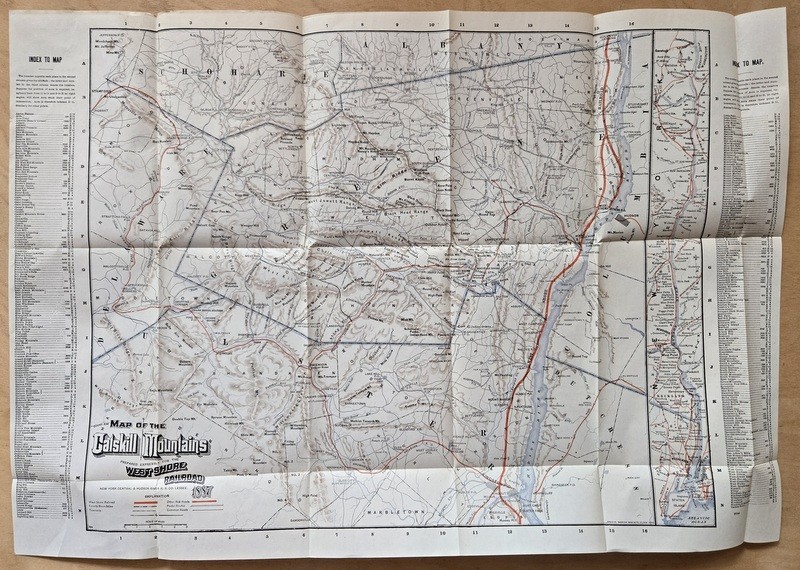 Very Nice 1887 West Shore Railroad RR Catskill Mountains Original Map Near Mint