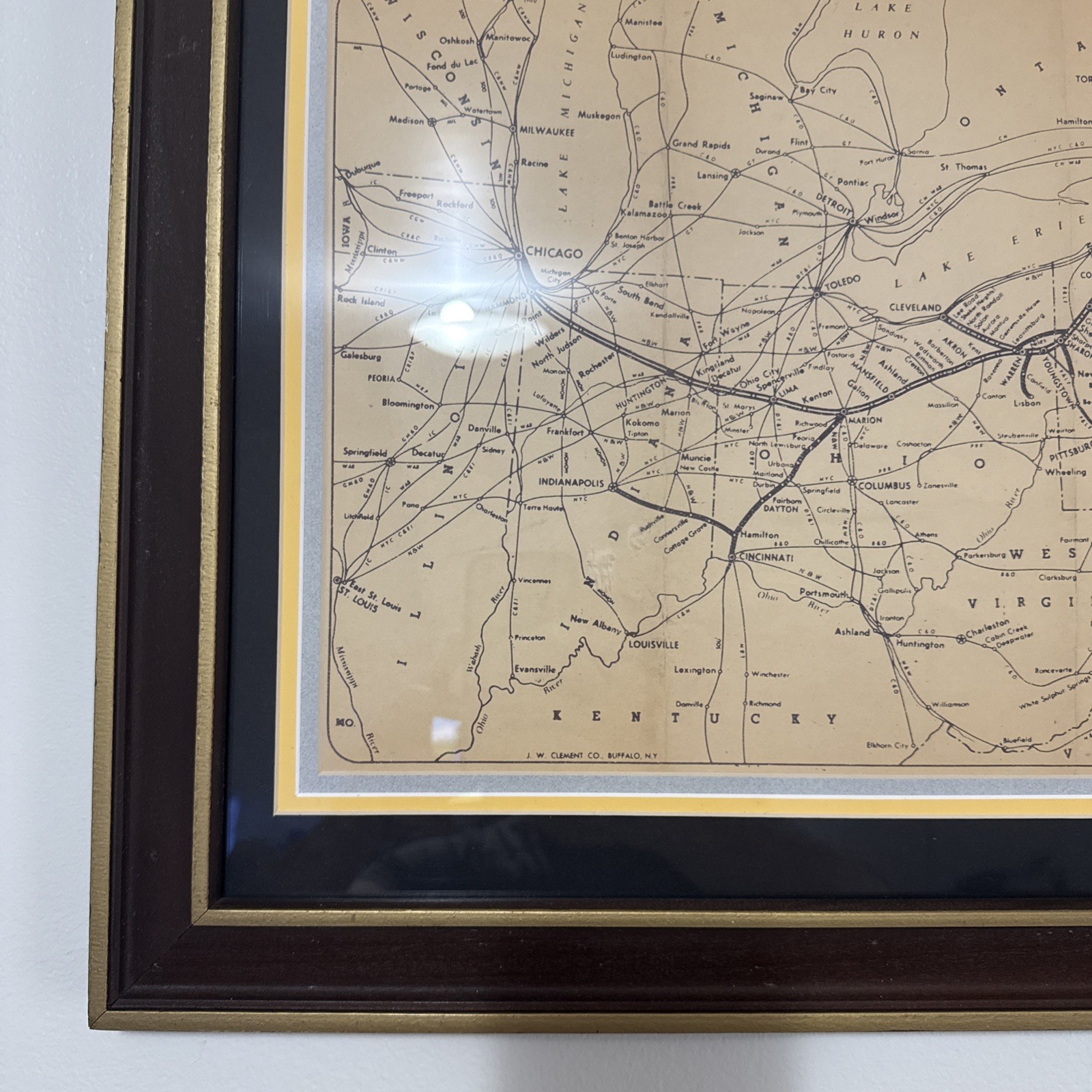 Vintage Pennsylvania Framed 1969 Erie Lackawanna Railway Map 24×16 1960s 1970s