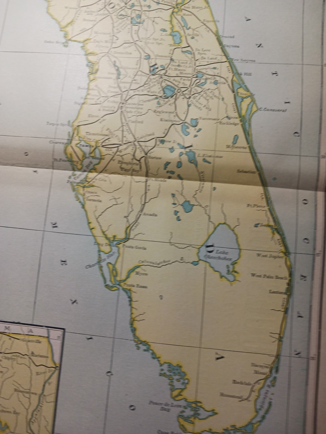 ~1906 Train Route Map of FLORIDA Railroad Lines stations Vintage Original 9×11″