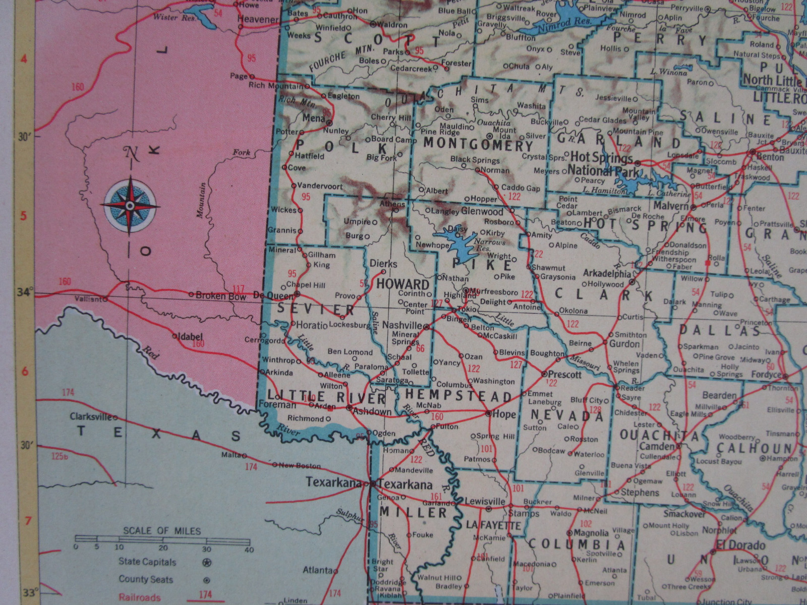 AR CA 1952 ARKANSAS RAILROAD Map. FORDYCE & PRINCETON RR ~or~ CALIFORNIA