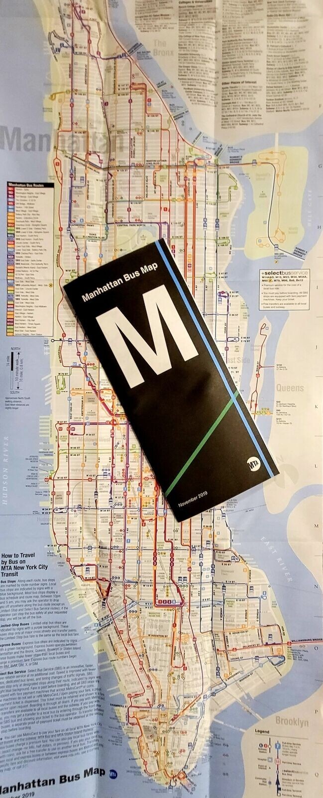 Current New York MTA NYC Subway Train & LIRR Map + Manhattan Bus Map Combo Set