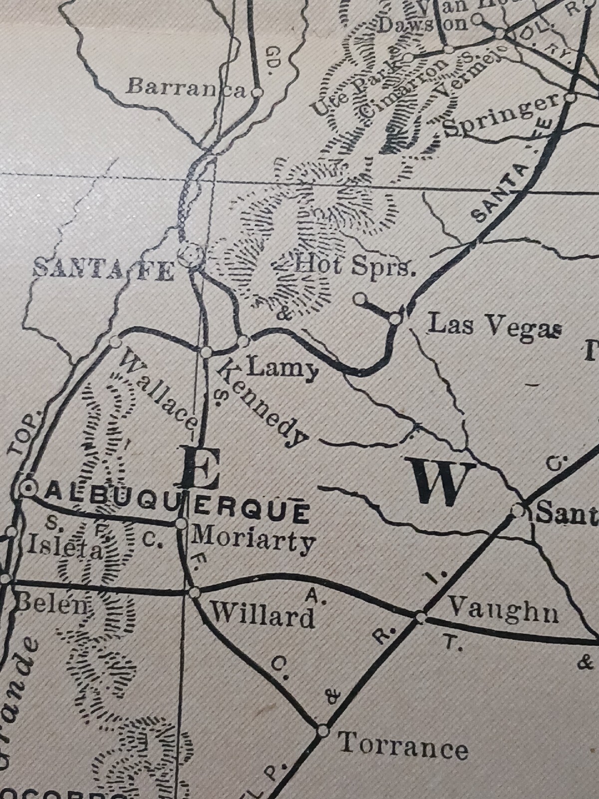 Antique 1909 Railroad Route Map Colorado Utah Arizona all train Lines~ 9 X 11″