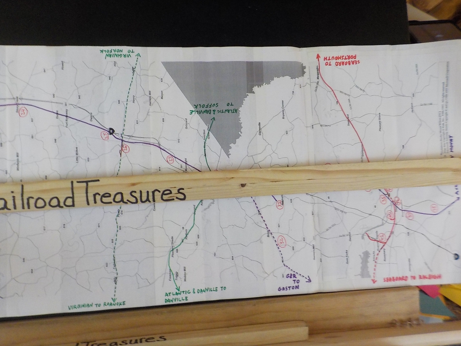 Map Goldsboro / Rocky Mount / Wilson NC 1995 Rolled N&W Seaboard