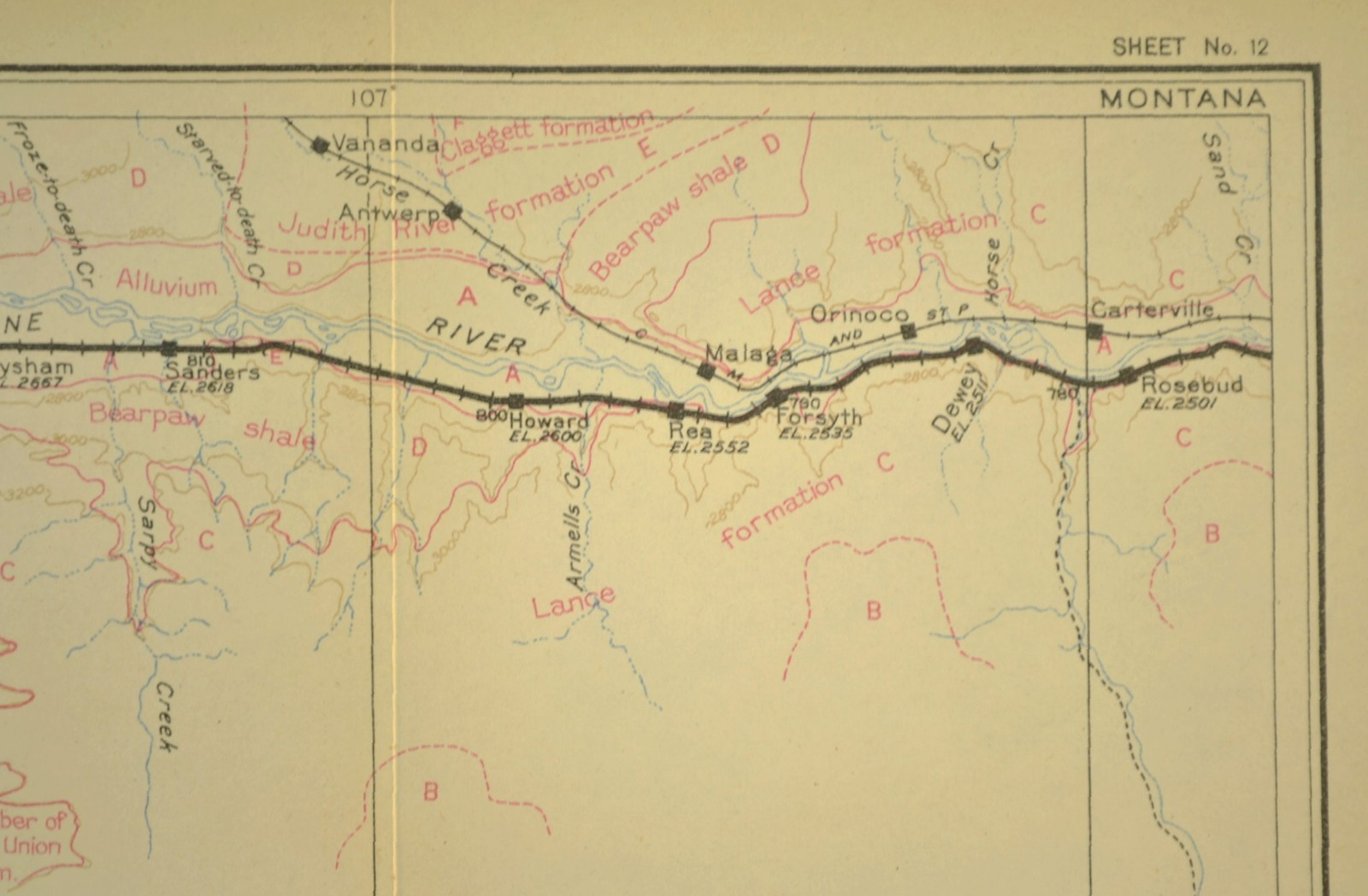 Antique Northern Pacific Railroad Map Crow Agency Montana Custer Battlefield