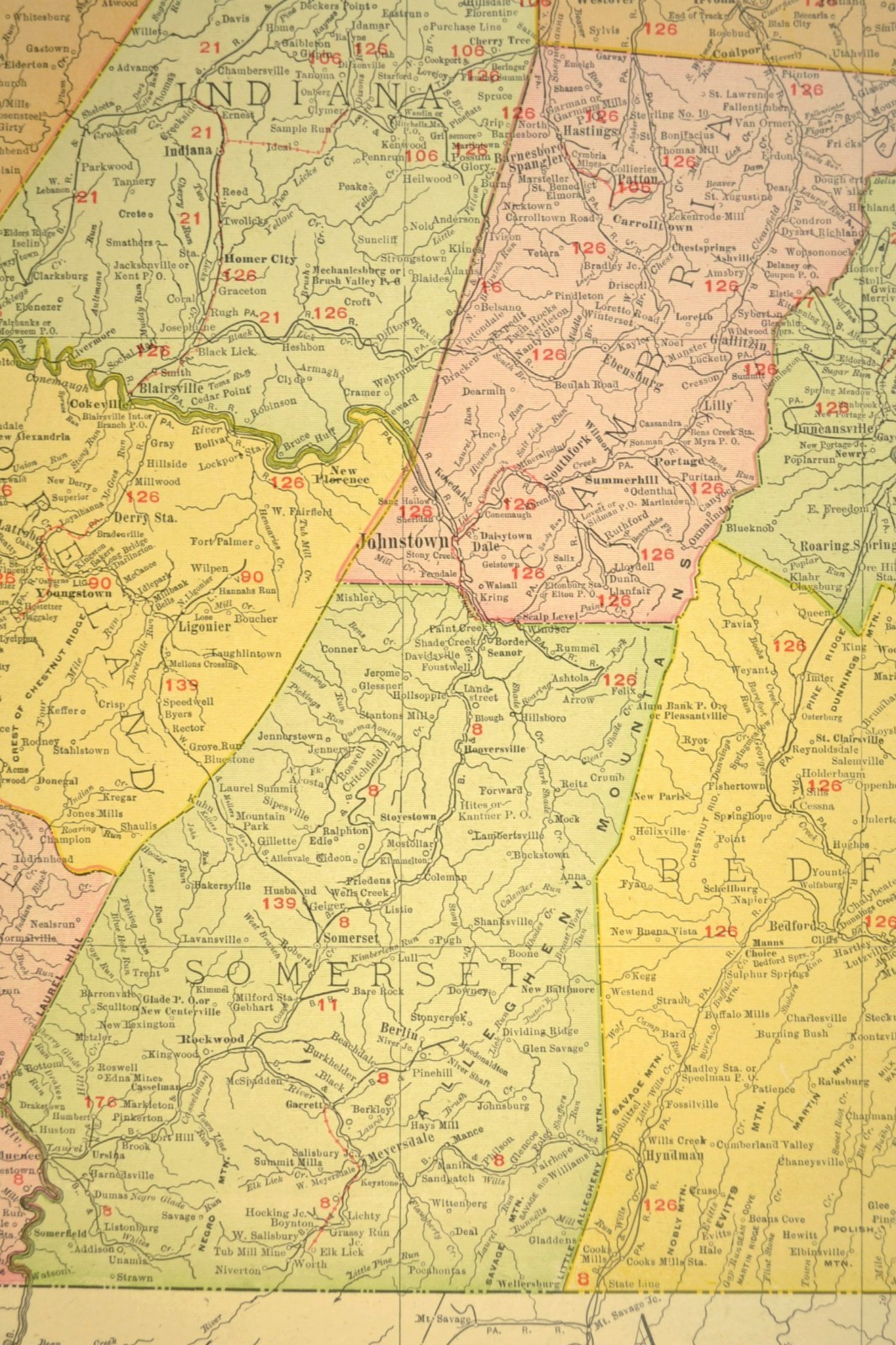 1911 Western Pennsylvania Railroad Map ORIGINAL Atlas Map Pennsylvania RR DATED