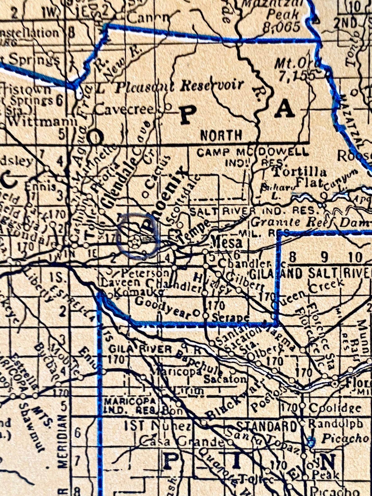 ALABAMA, ARIZONA Original c 1935 County & Railroad Maps. Hammond & Co. 9×12″