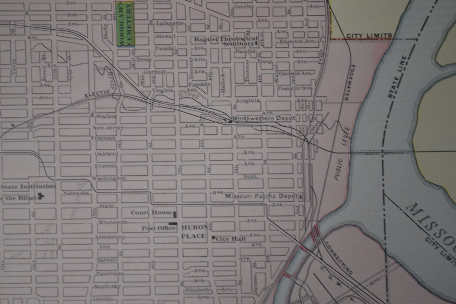 KANSAS CITY – 1912 – RAND-McNALLY NEW COMMERCIAL ATLAS – SHOWS RAILROADS