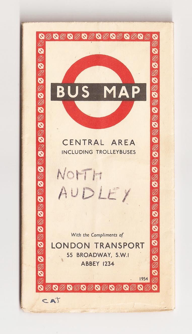 London Transport BUS MAP CENTRAL AREA Including Trolleybuses 1954