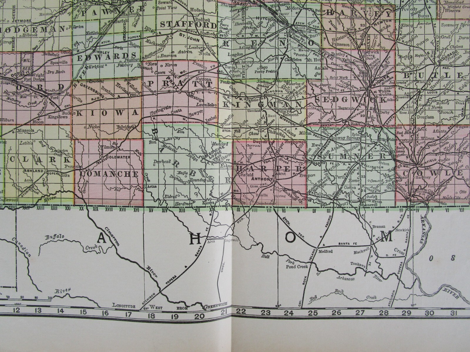 KS DATED 1902, 1888 KANSAS RAND McNALLY NEW BUSINESS ATLAS Map. Full index