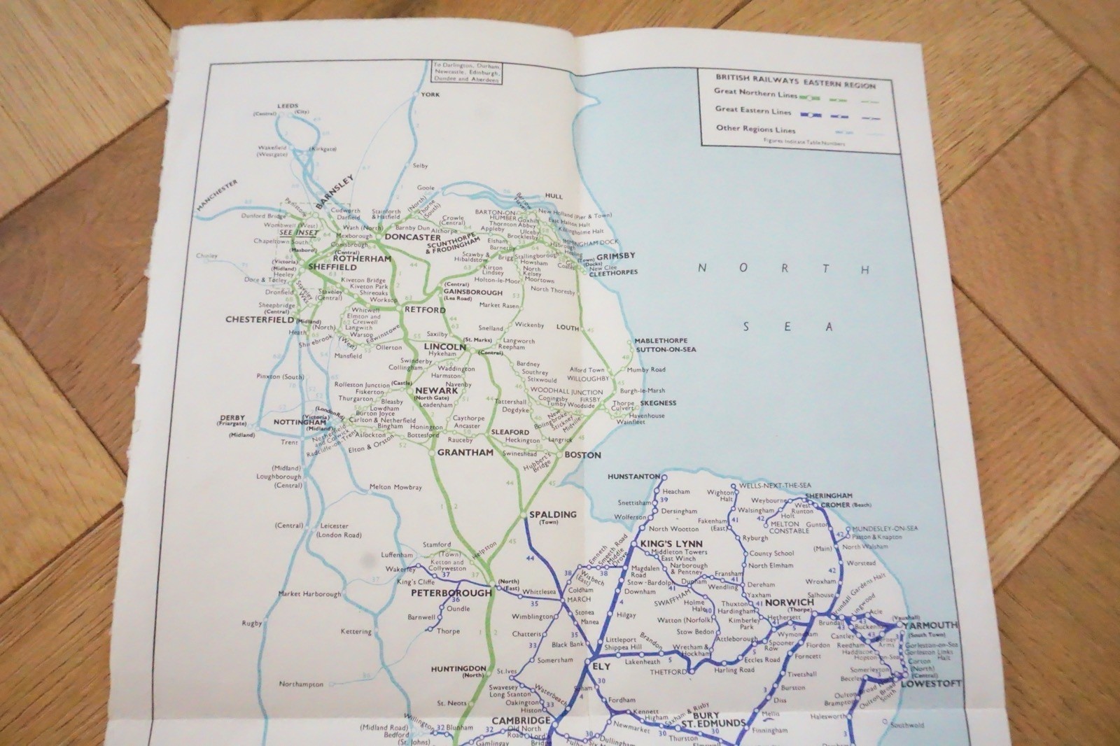 Feb 1962 Eastern Region British Rail Railway Map VGC