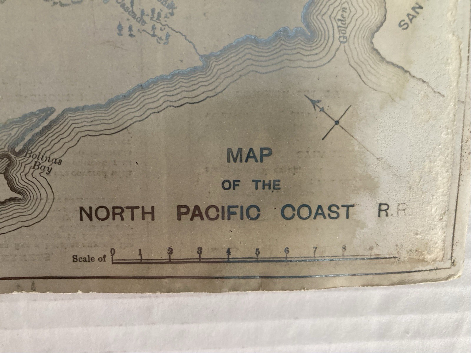 Antique NORTH PACIFIC COAST RR Map Cover Iridescent Roy Graves Marin Magazine