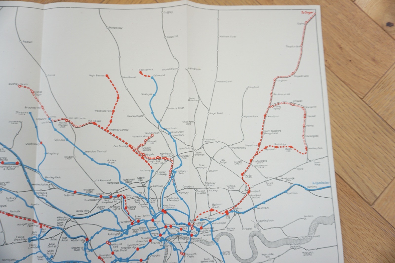1947 London Passenger Transport Board LPTB Railway Map